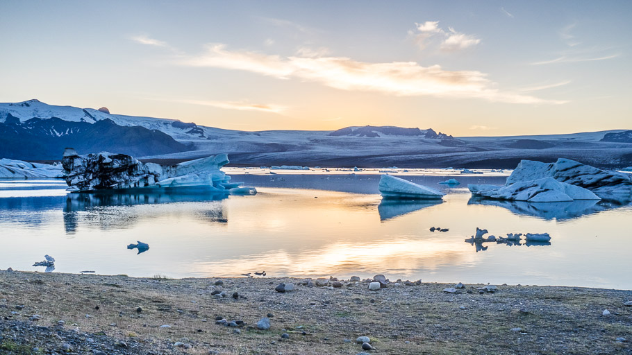 Sunset at Jokulsarlon Glacier Lagoon